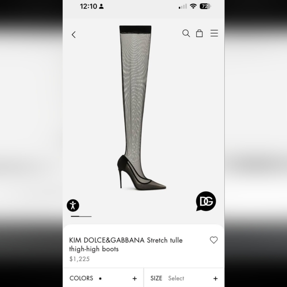 Dolce & Gabbana Black Tulle Thigh-High Boots Size 40 ABOUT 9